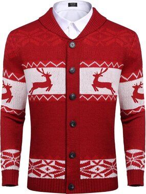 Cozy Men's Christmas Cardigan Sweater | Shawl Collar Knitwear for Holiday Style